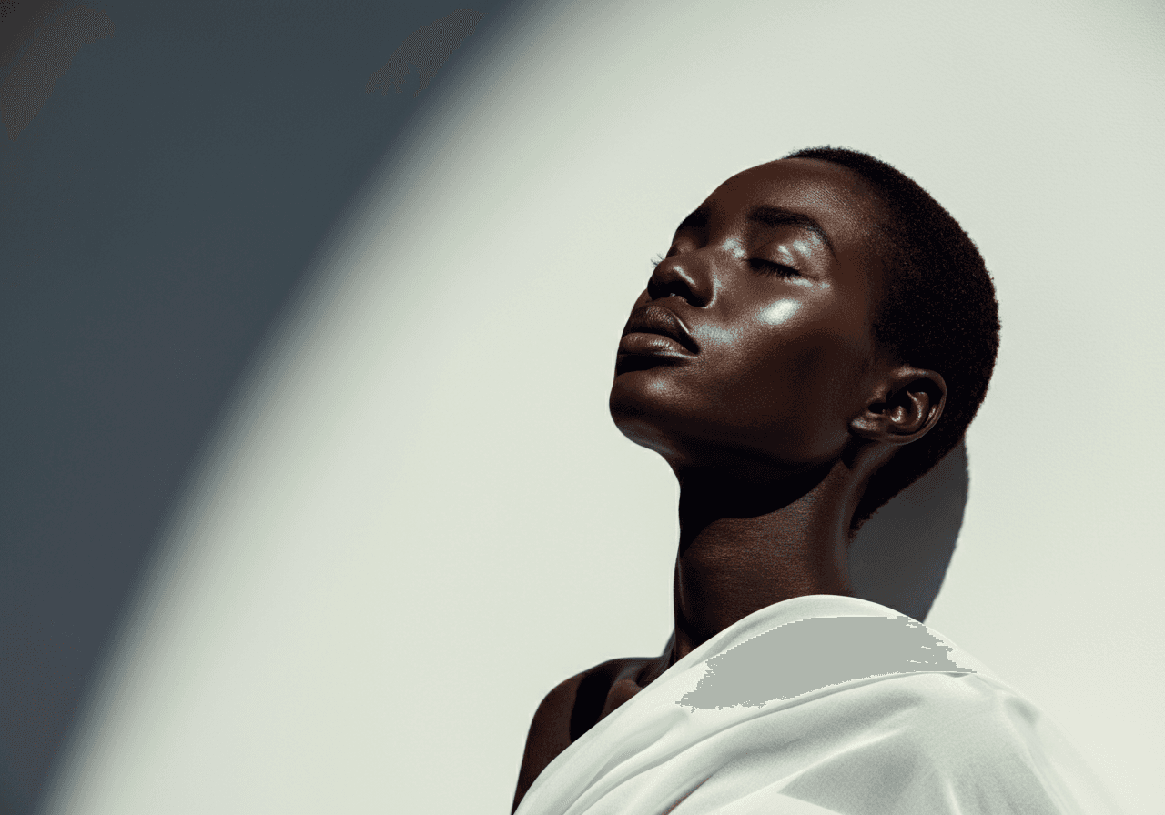 Portrait against a white background
